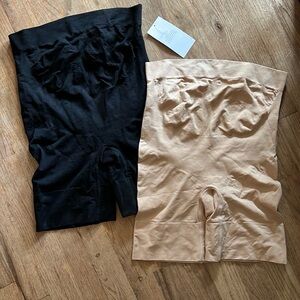 Women’s Maternity Seamless Black and Tan Shapewear Shorts
